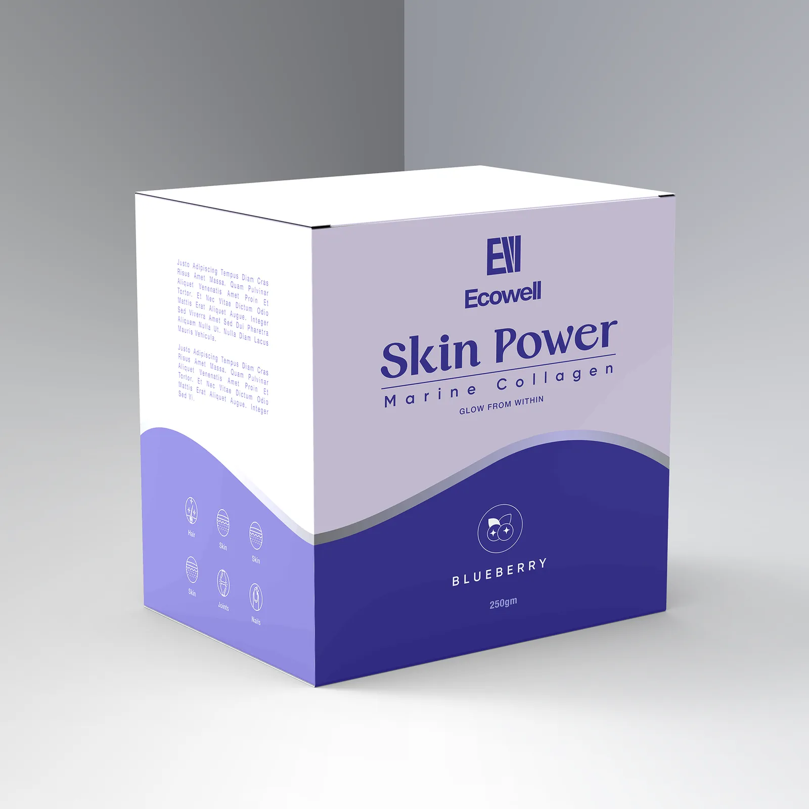 Skin Power Blueberry Box 3D Mockup